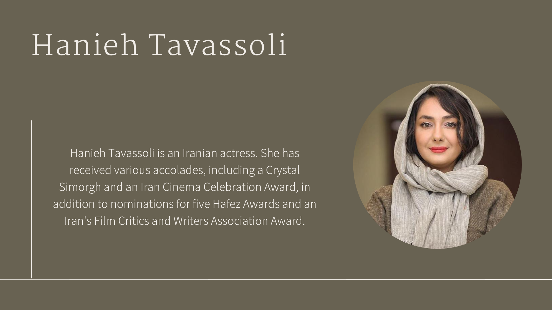 13a. Best Actress - Hanieh Tavassoli - Soundless