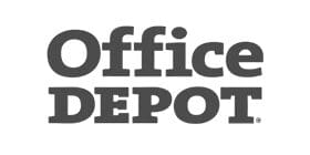 A black and white logo of office depot.