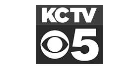 A black and white logo for kctv 5.