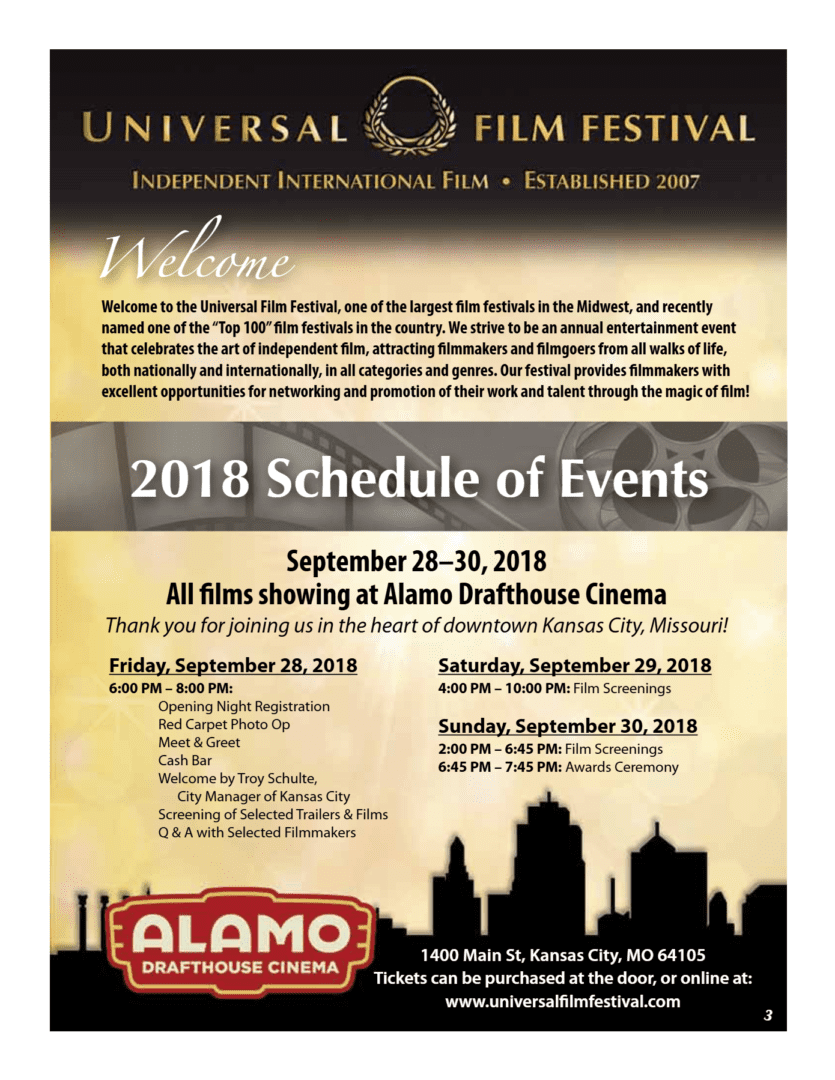 A poster for the 2 0 1 8 universal film festival.