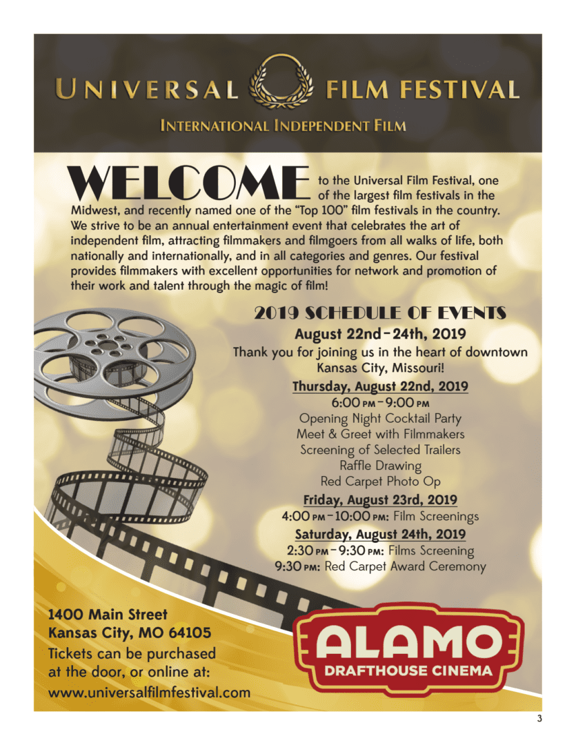 A poster for the universal film festival.