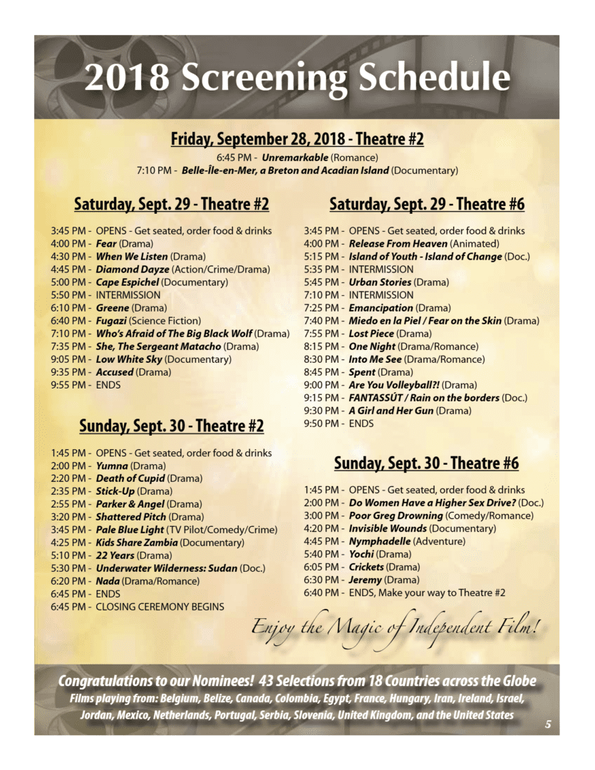 A poster of the schedule for the 2 0 1 9 performing arts.