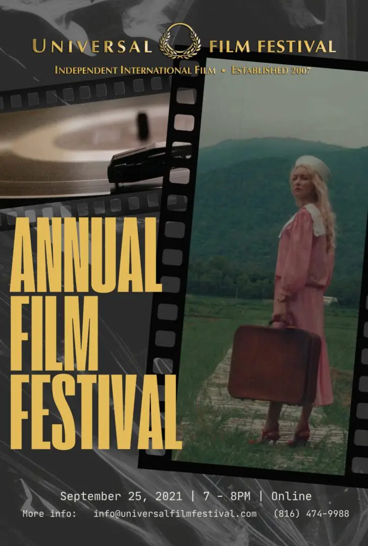 A woman in pink dress holding an old suitcase.